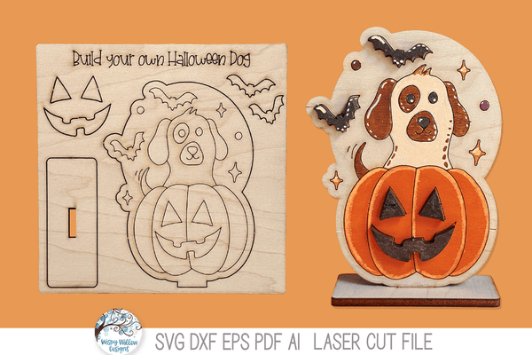 Halloween Jack O Lantern Pumpkin Dog DIY Pop Out Stand Up Craft Colori ...