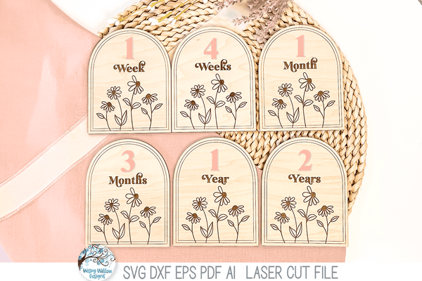 Newborn Baby Girl Flower Arch Milestone Bundle - SVG File for Laser Cu ...