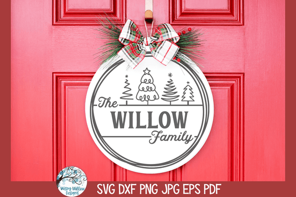 Personalized Christmas Family Sign | Round Door Hanger SVG – Wispy ...