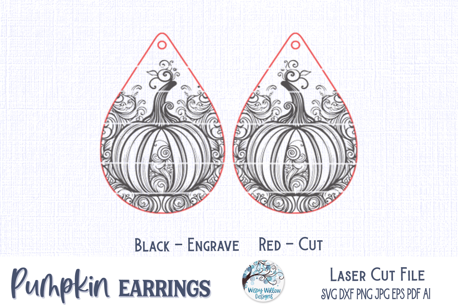Pumpkin Earring File for Glowforge or Laser Cutter Wispy Willow Designs Company