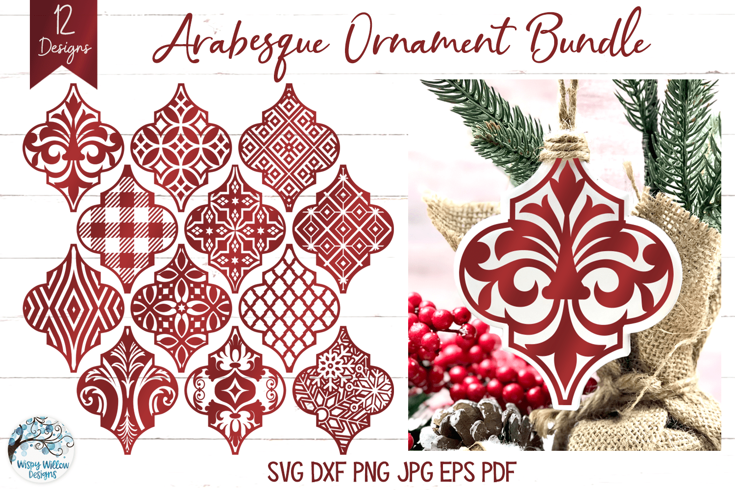 Arabesque Pattern Ornament SVG Bundle | Christmas SVGs Wispy Willow Designs Company