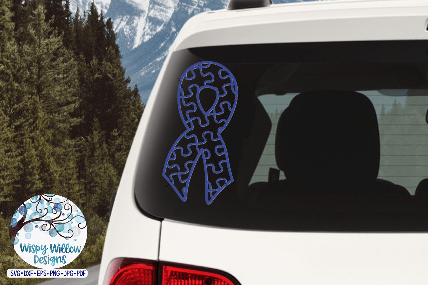 Autism Awareness Ribbon Outline SVG Wispy Willow Designs Company