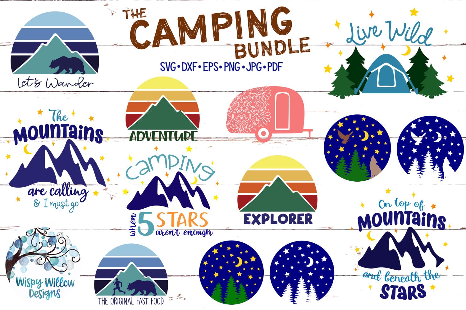 Camping SVG Bundle Wispy Willow Designs Company