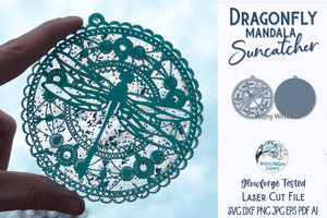 Dragonfly Mandala Suncatcher for Laser or Glowforge Wispy Willow Designs Company