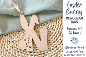 Easter Bunny Letter Monogram Tag Bundle for Glowforge or Laser Cutter Wispy Willow Designs Company
