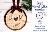 Love Wood Slice Christmas Ornament for Glowforge or Laser Cutter Wispy Willow Designs Company