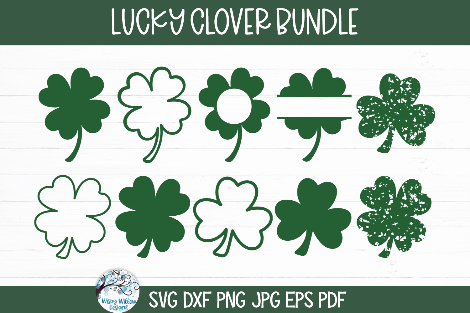 Lucky Clover SVG Bundle |  St. Patrick's Day Shamrock Silhouette