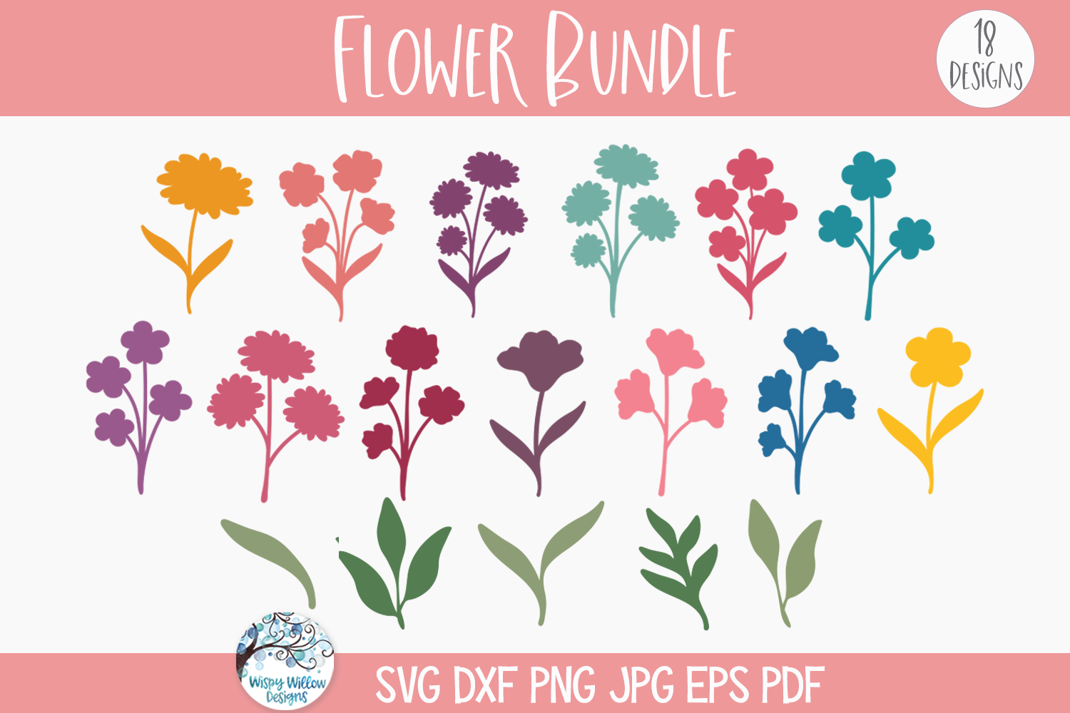Flower Bundle SVG | Botanical Plant Silhouette Collections