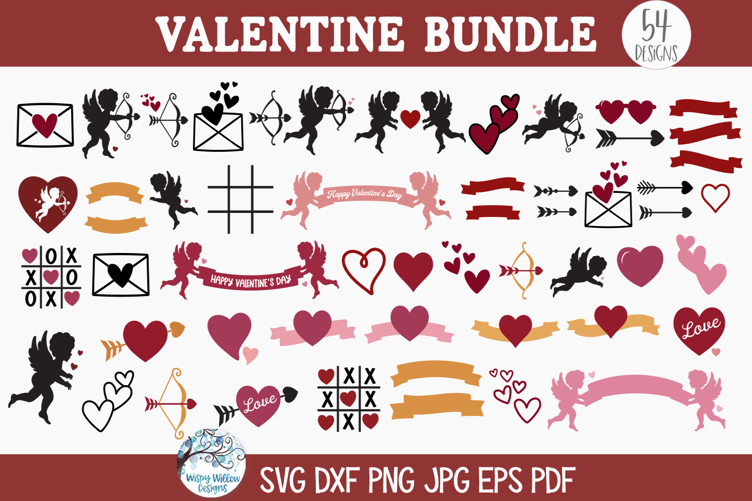 Valentine Bundle SVG |  Love Banners, Hearts, Arrows Collections