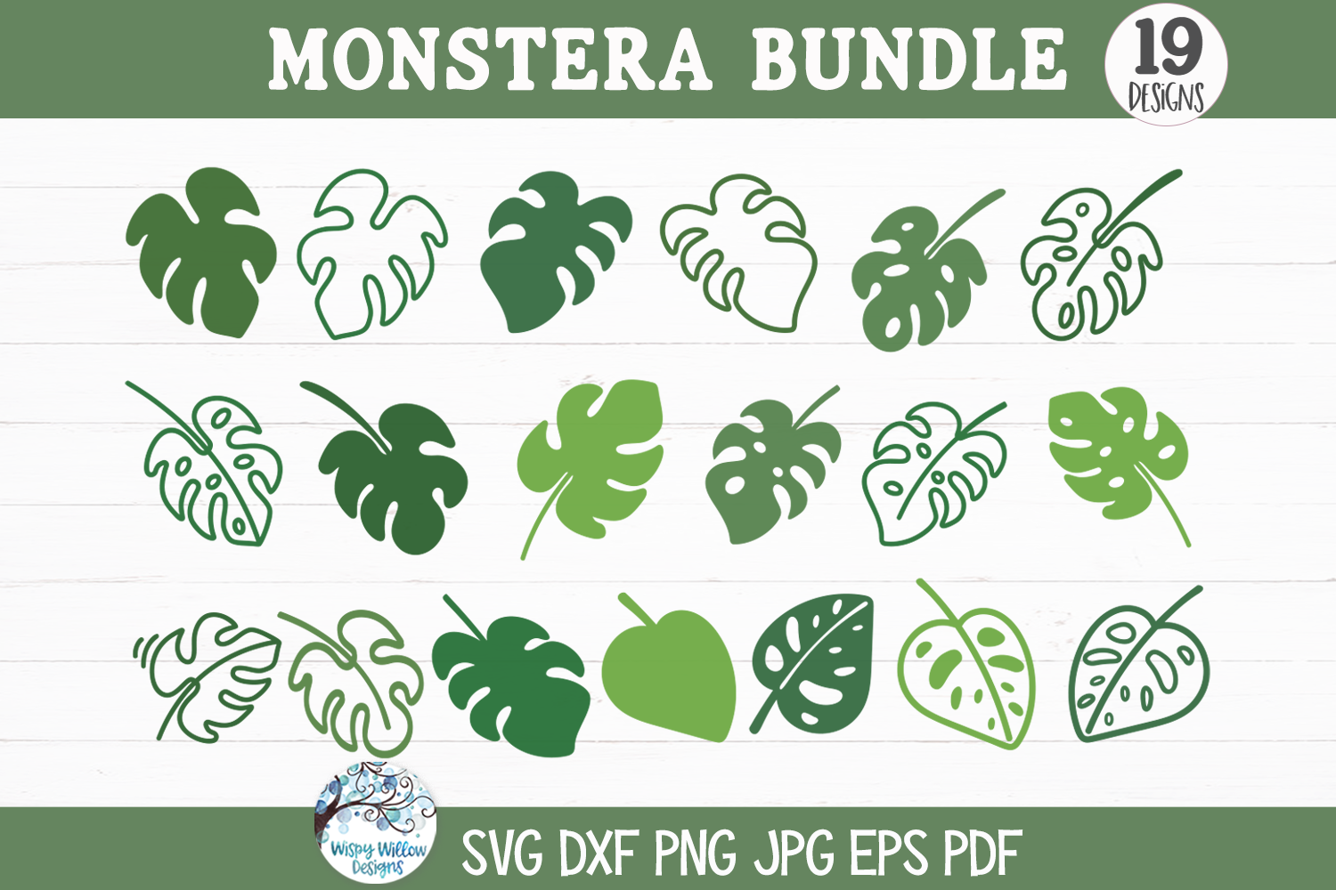 Monstera Bundle SVG | Tropical Leaves Silhouette