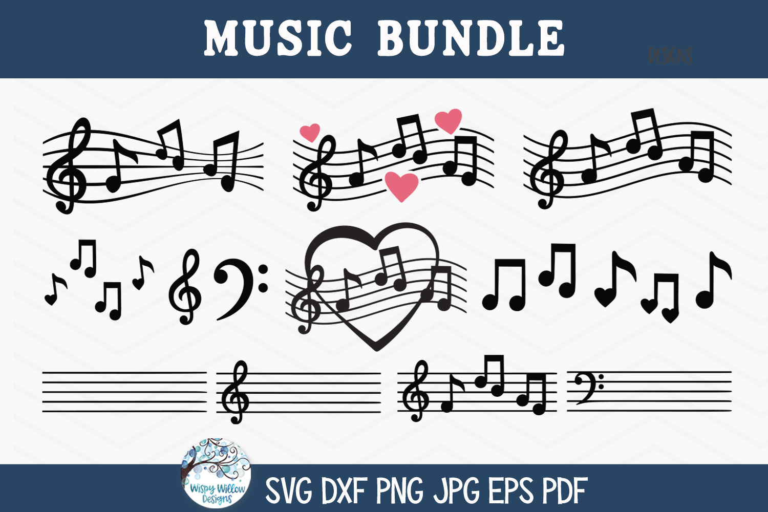 Music Bundle SVG | Melody & Notes Clipart Designs
