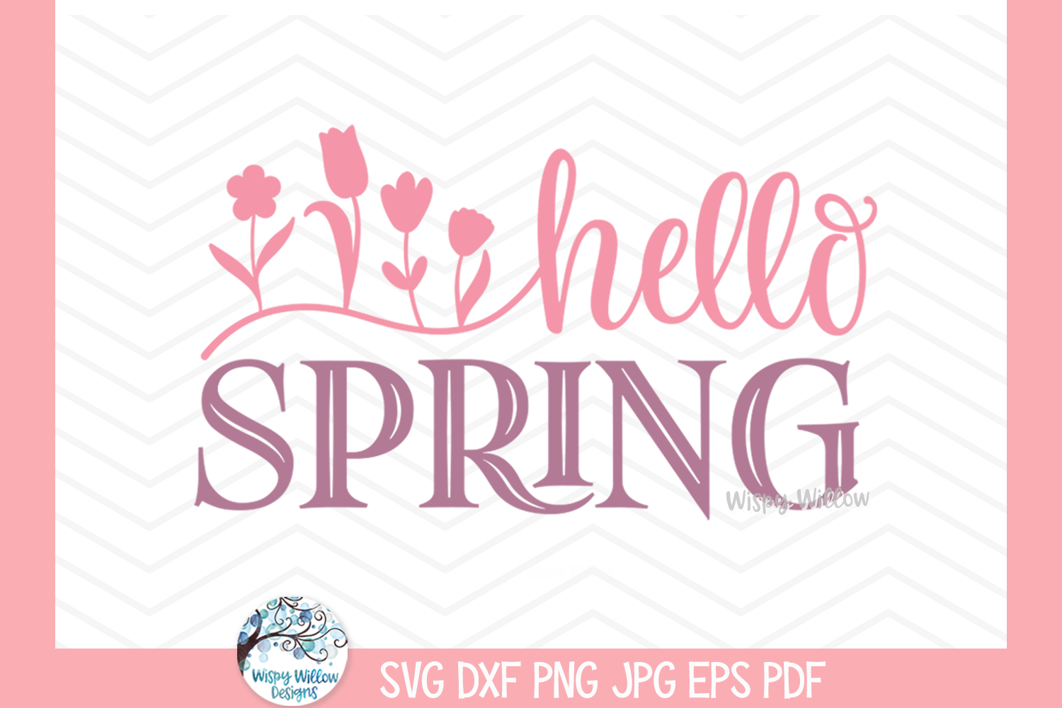 Hello Spring SVG | Elegant Floral Greeting PNG