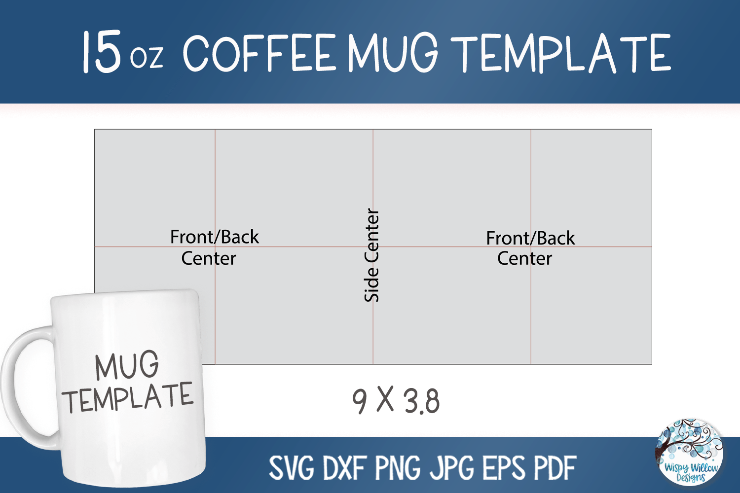 15 Oz Coffee Mug Template for Sublimation | SVG PNG Wispy Willow Designs Company
