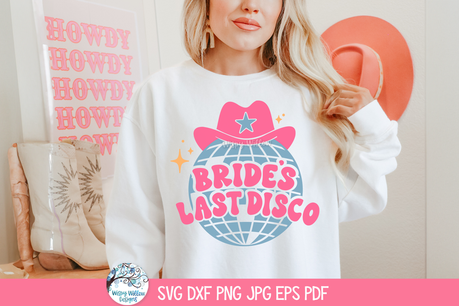 Brides Last Disco SVG | Cowgirl Wedding Disco Ball Design