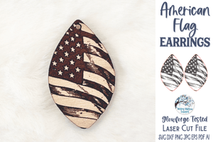 American Flag Earring SVG File for Glowforge and Laser Cutter Wispy Willow Designs Company