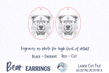 Bear with Glasses and Bowtie Earring File for Glowforge or Laser Cutter Wispy Willow Designs Company