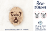 Bear with Glasses and Bowtie Earring File for Glowforge or Laser Cutter Wispy Willow Designs Company