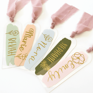 Bookmark SVG Bundle | Personalized Floral Bookmark with Paint Brushstroke Designs Wispy Willow Designs Company