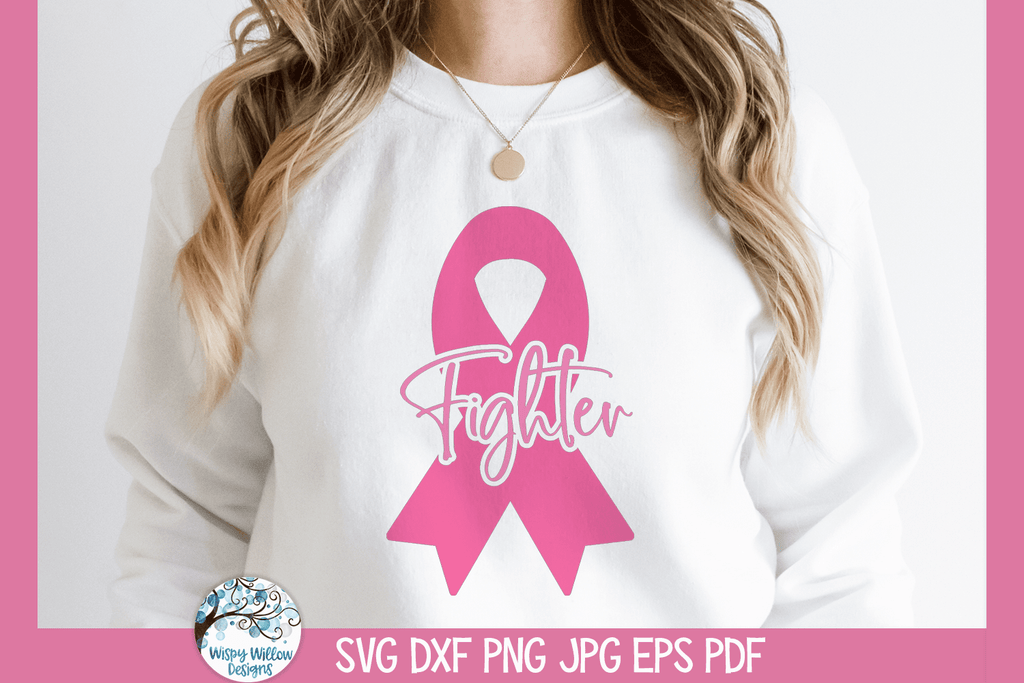 Breast Cancer Fighter Ribbon SVG Wispy Willow Designs Company