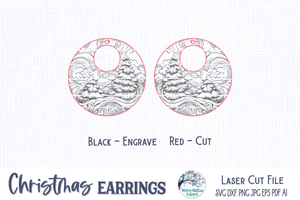 Christmas Earring SVG for Glowforge Laser Wispy Willow Designs Company