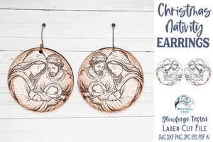 Christmas Nativity Earring SVG File for Glowforge and Laser Cutter Wispy Willow Designs Company