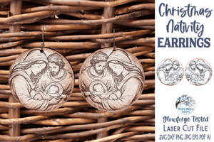 Christmas Nativity Earring SVG File for Glowforge and Laser Cutter Wispy Willow Designs Company
