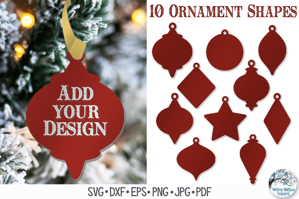 Christmas Ornament Shape SVG Bundle Wispy Willow Designs Company