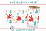 Christmas Santa Claus SVG | 16 OZ. Glass Can Wrap Wispy Willow Designs Company