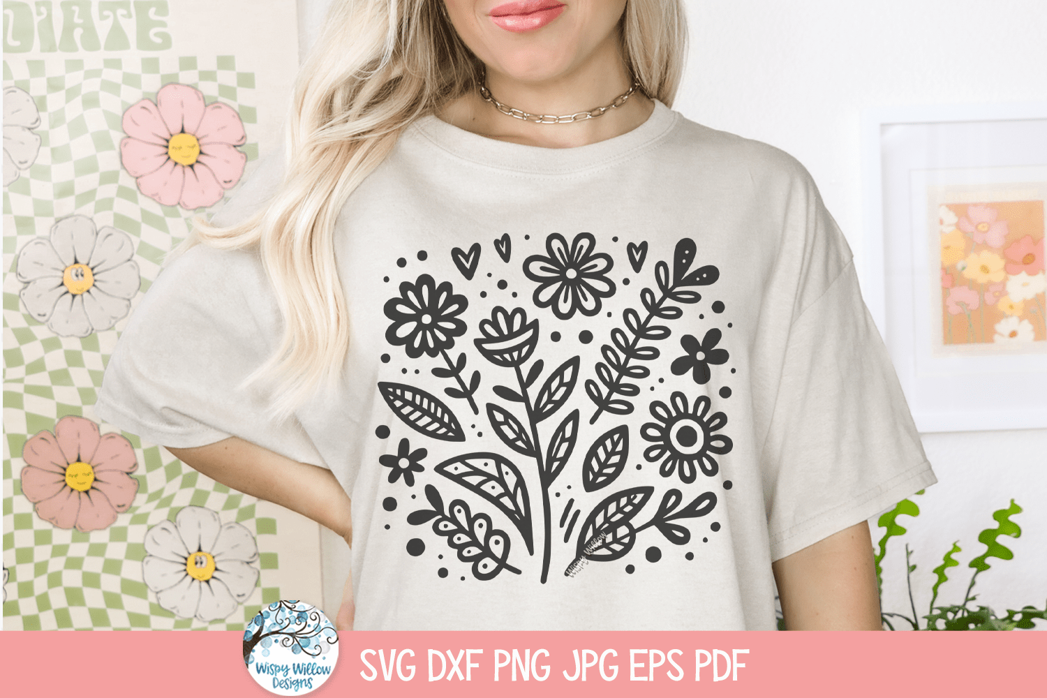 Copy of Flowers SVG | Hand-Drawn Flowers Tee Wispy Willow Designs Company