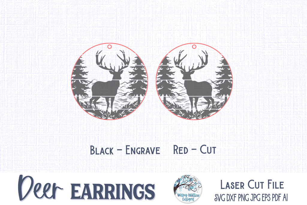 Deer Earring File for Glowforge or Laser Cutter Wispy Willow Designs Company
