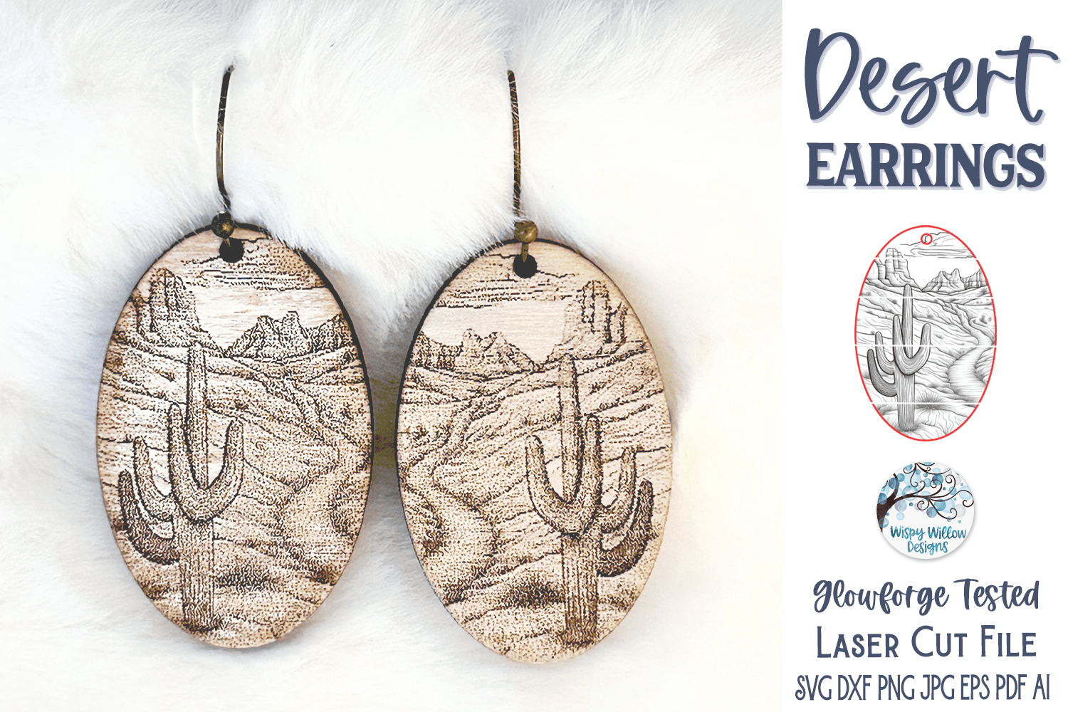 Desert Earring File for Glowforge or Laser Cutter Wispy Willow Designs Company