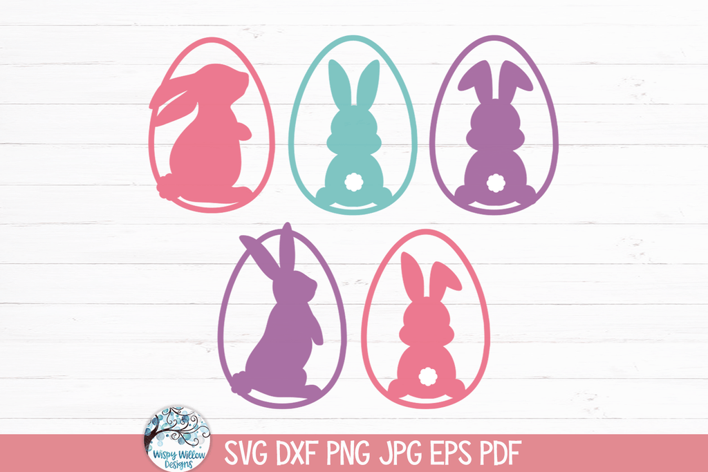 Easter Bunnies in Easter Eggs SVG Bundle Wispy Willow Designs Company