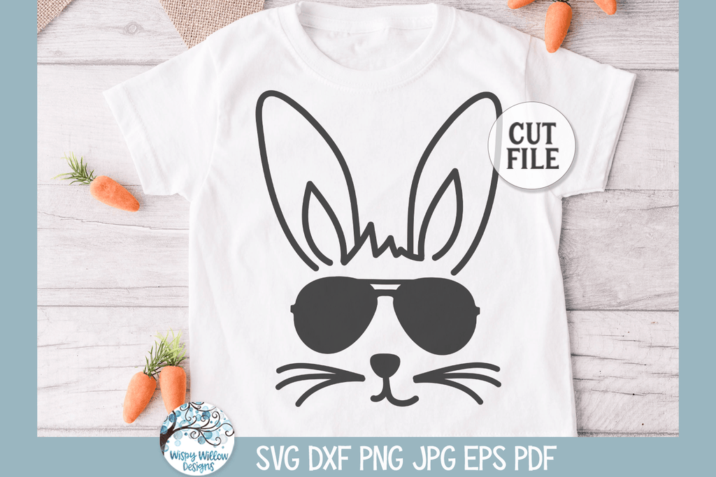 Easter Bunny Face with Sunglasses SVG Wispy Willow Designs Company