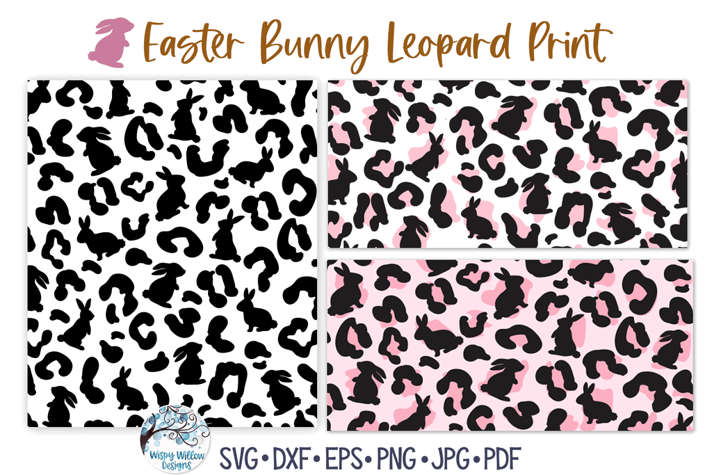 Easter Bunny Leopard Print SVG | Spring Rabbit Animal Pattern Wispy Willow Designs Company