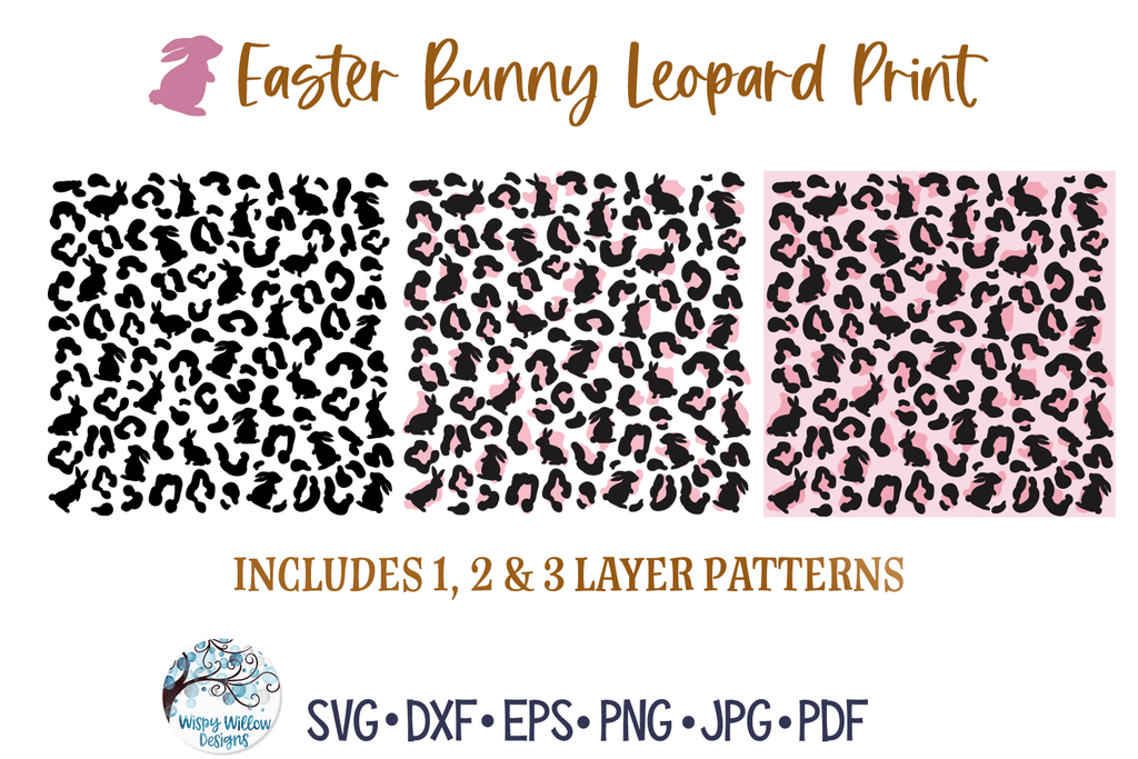 Easter Bunny Leopard Print SVG | Spring Rabbit Animal Pattern Wispy Willow Designs Company