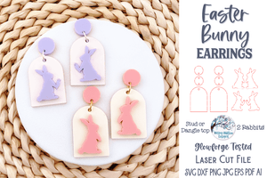 Easter Bunny Rabbit Earring SVG File for Glowforge Laser Cutter Wispy Willow Designs Company