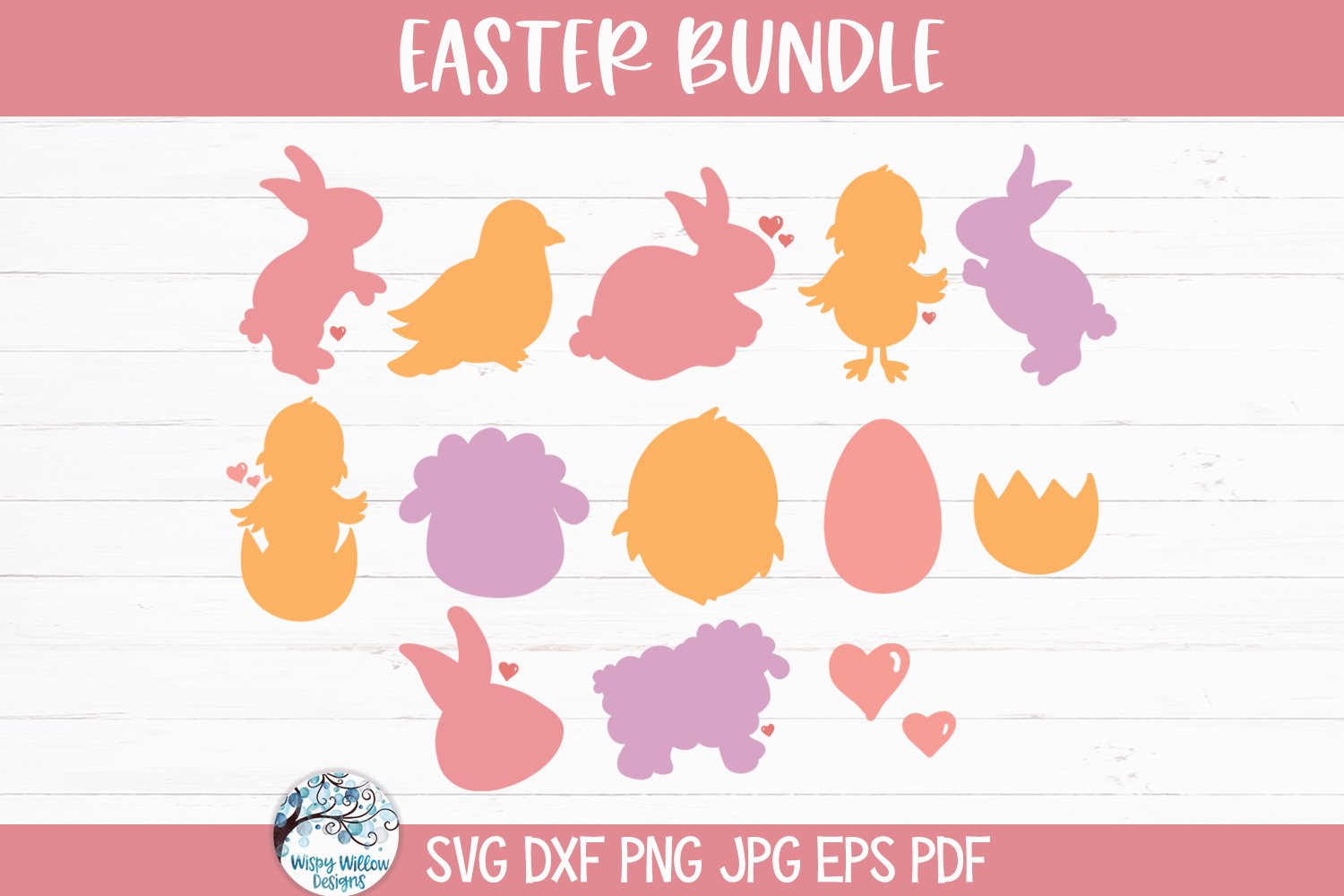 Easter Bunny SVG Bundle | Spring Animal Silhouettes Wispy Willow Designs Company