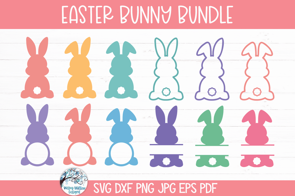 Easter Bunny SVG Bundle | Spring Rabbit Silhouette Monogram Wispy Willow Designs Company