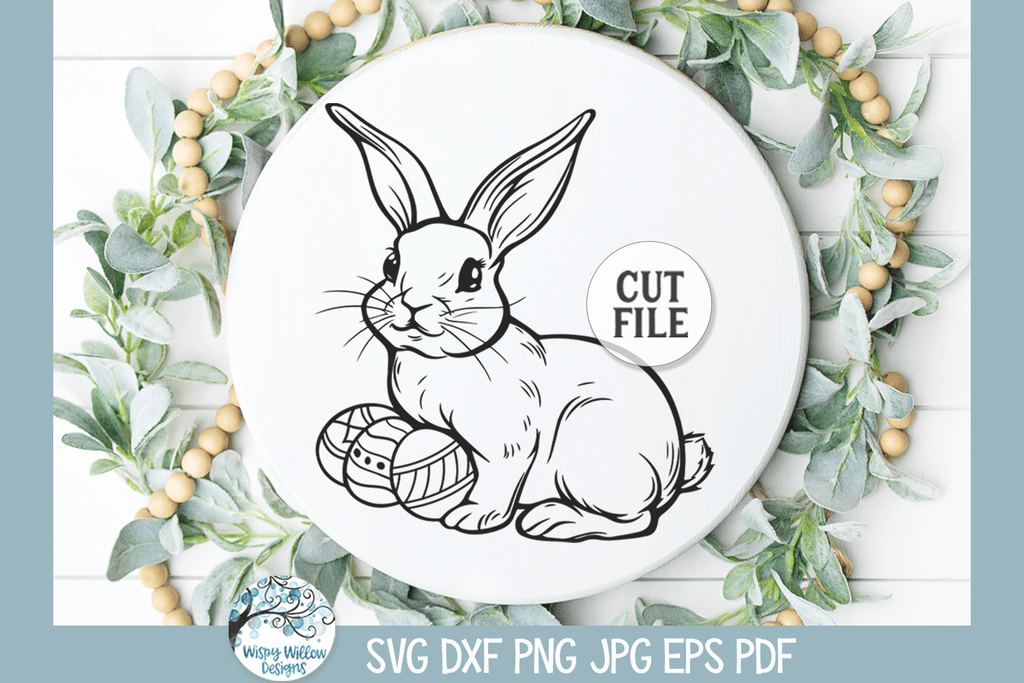 Easter Bunny SVG | Rabbit with Easter Eggs Wispy Willow Designs Company