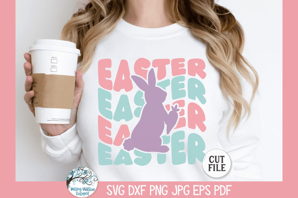 Easter Bunny SVG | Retro Wavy Text Wispy Willow Designs Company