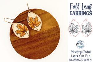 Fall Leaf Earring File for Glowforge or Laser Cutter Wispy Willow Designs Company