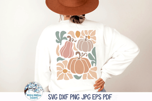 Fall Pumpkins with Flowers SVG | Abstract Retro Art Wispy Willow Designs Company