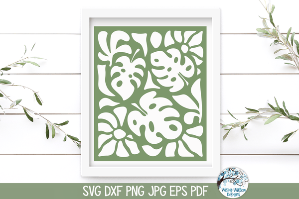 Floral Monstera SVG | Retro Boho Design  Wispy Willow Designs