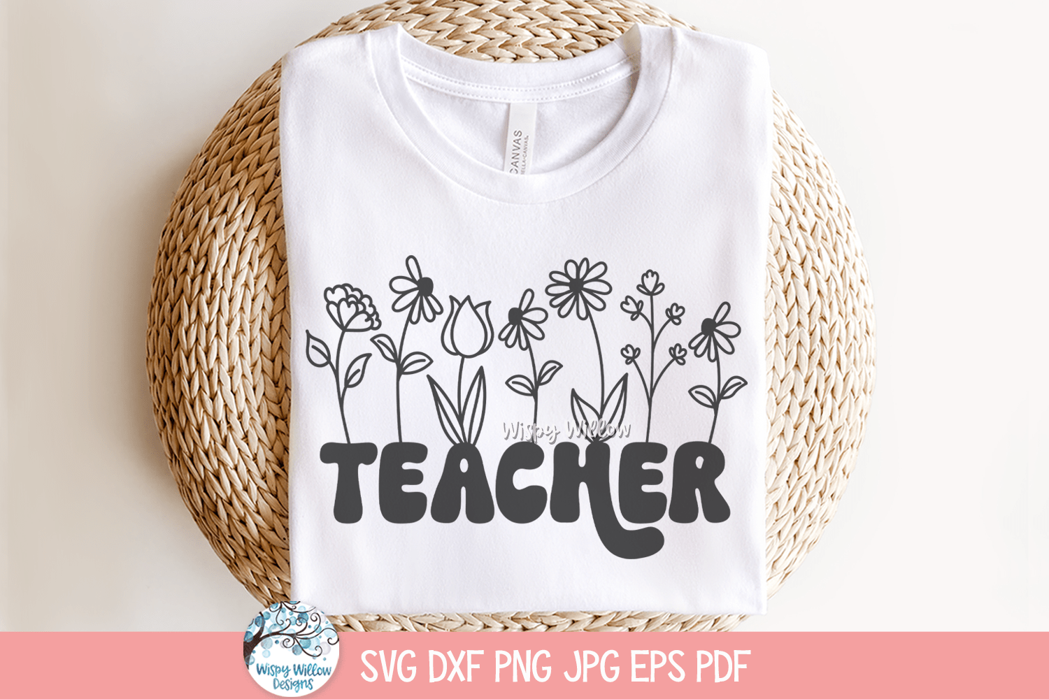 Floral Teacher SVG | Beautiful Teacher's Day Art Wispy Willow Designs Company