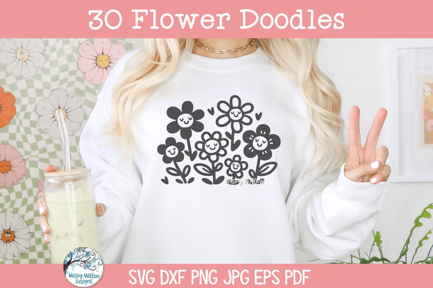 Flower Bundle SVG | Doodle Art Flowers Bundle Wispy Willow Designs Company