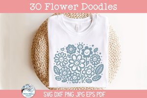 Flower Bundle SVG | Doodle Art Flowers Bundle Wispy Willow Designs Company