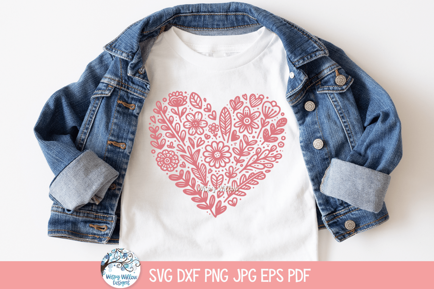 Flower Heart SVG | Heart-shaped Flower Bouquet Shirt Wispy Willow Designs Company