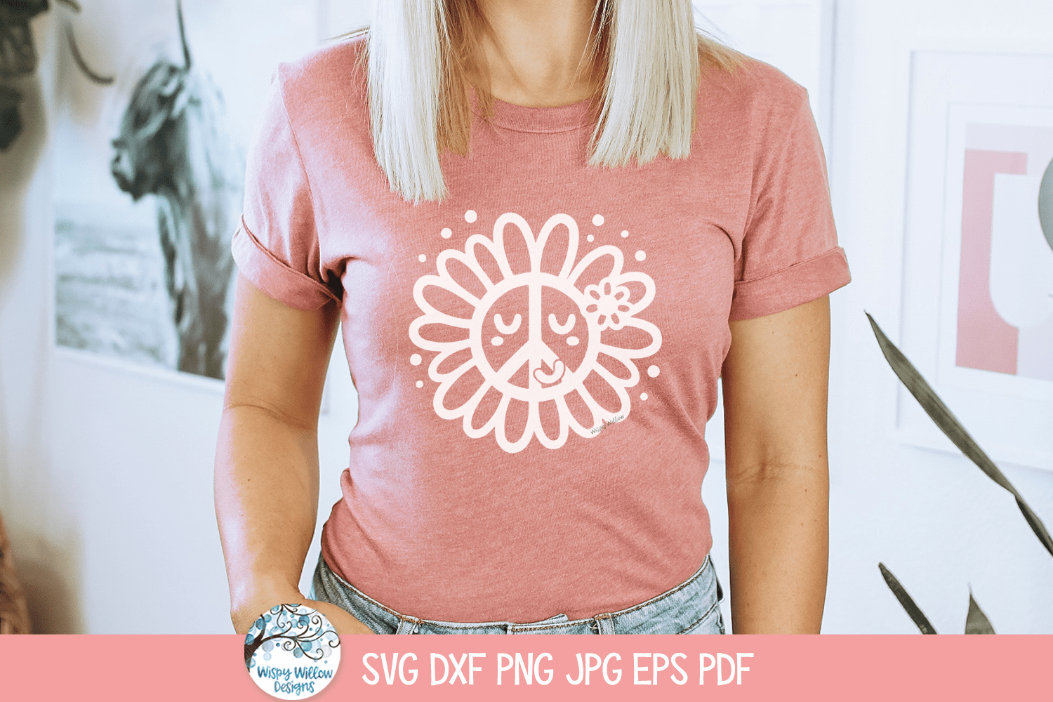 Flower Peace Sign SVG | Boho Chic Peace Flower Shirt Wispy Willow Designs Company
