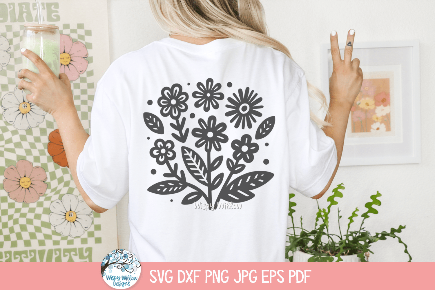 Flowers SVG | Trendy Flower Shirt Illustration Wispy Willow Designs Company