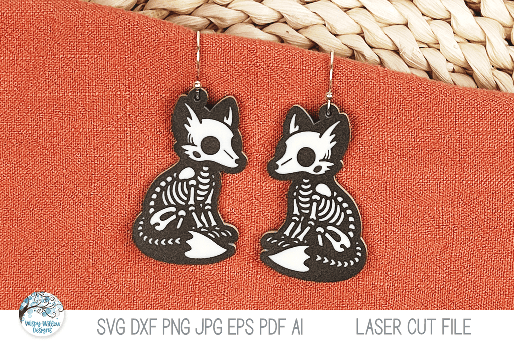 Fox Skeleton Sticker Fox Skeleton Halloween Earring SVG File for Laser – Wispy Willow Designs